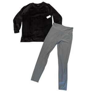 32 Degrees Heat Gray 2 Piece Pajama Set Tunic & High Waisted Leggings Medium